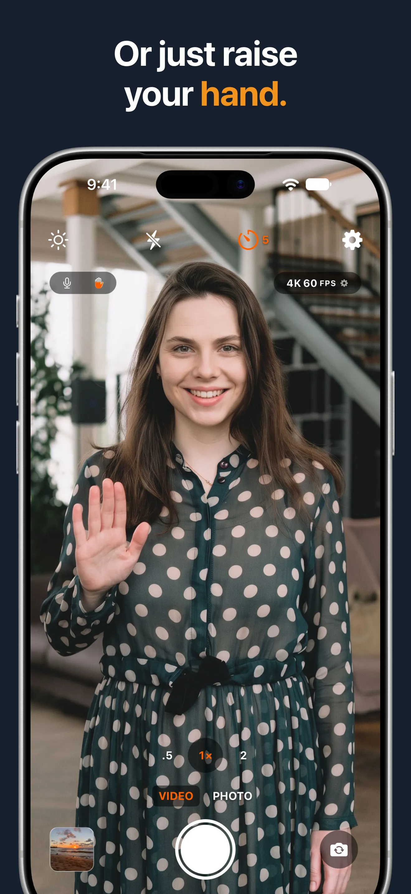 Hey Camera detecting an open palm to trigger the shutter