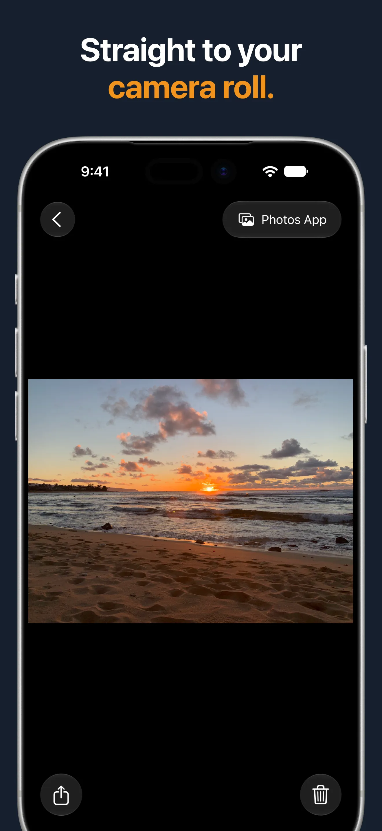 The Hey Camera media library showing captured photos and videos